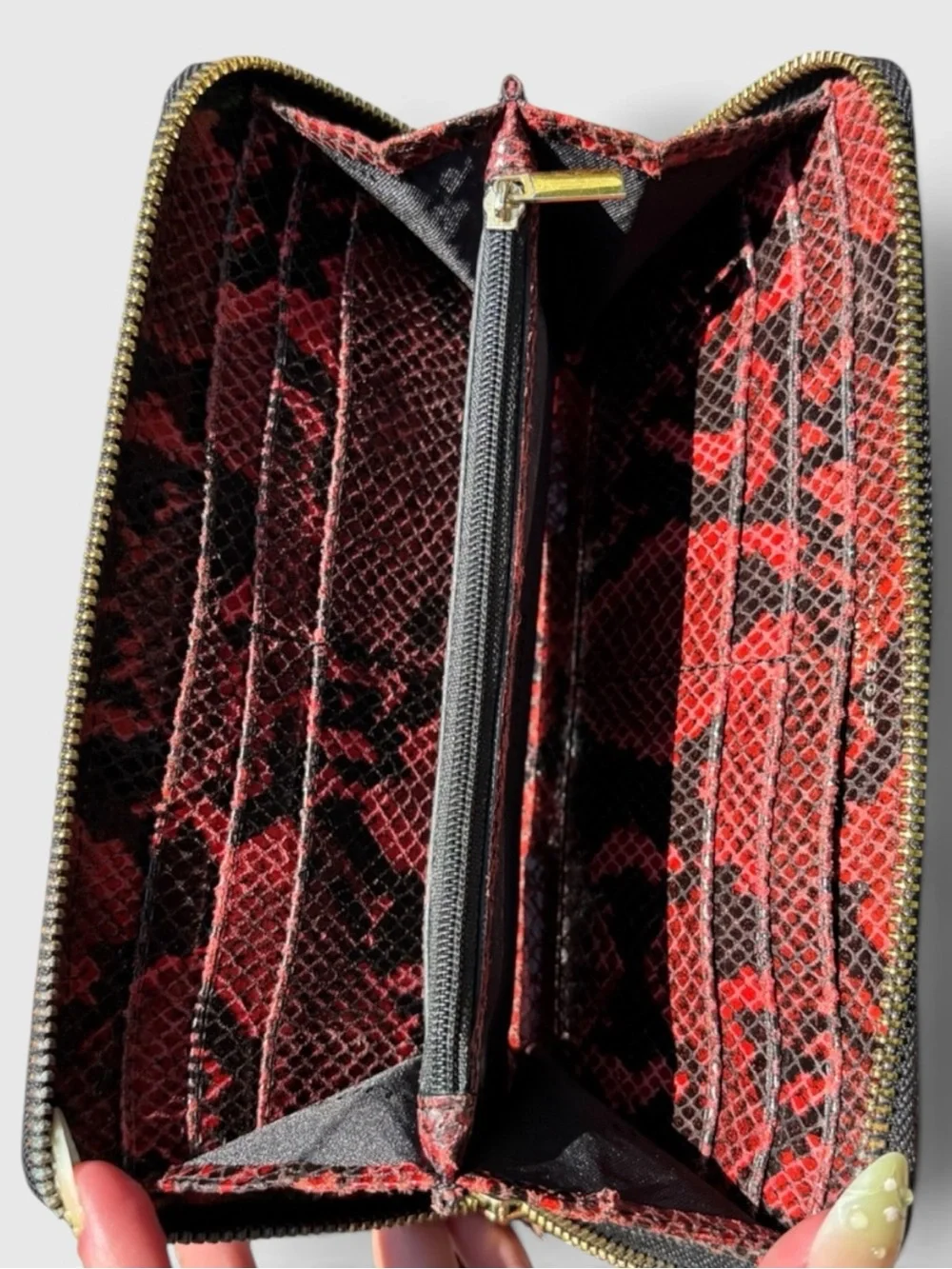 Kurt Geiger RARE Red and Black Snake-Print Long Wallet